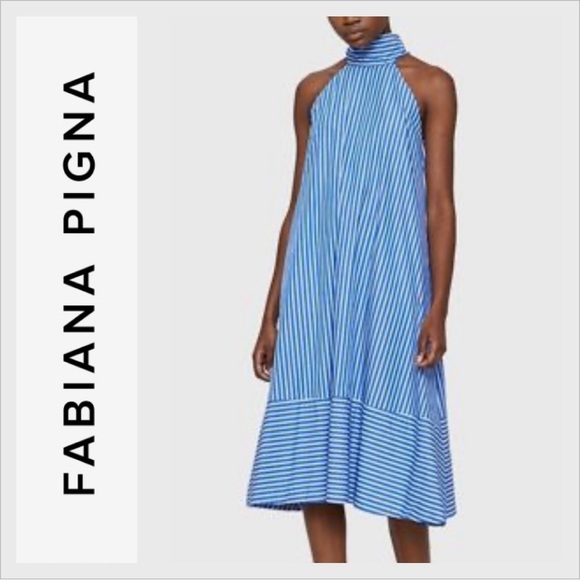 NEW FABIANA PIGNA women's dress in striped indigo M - Picture 1 of 10